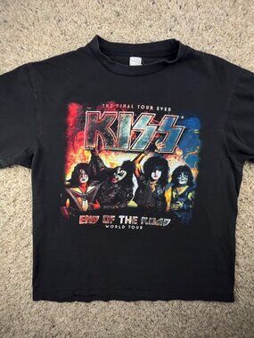 Kiss End Of The Road Final Tour T Shirt Size Medium Black Short Sleeve Mishi